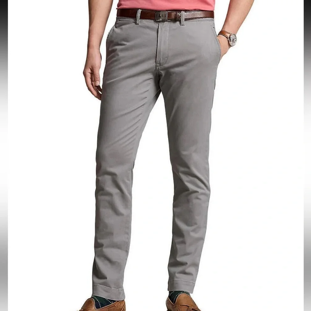 NWT Polo Ralph Lauren Slim Fit Stretch Chino Light Gray Pants - Picture 1 of 5